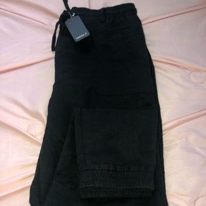 Long Black Woven Joggers